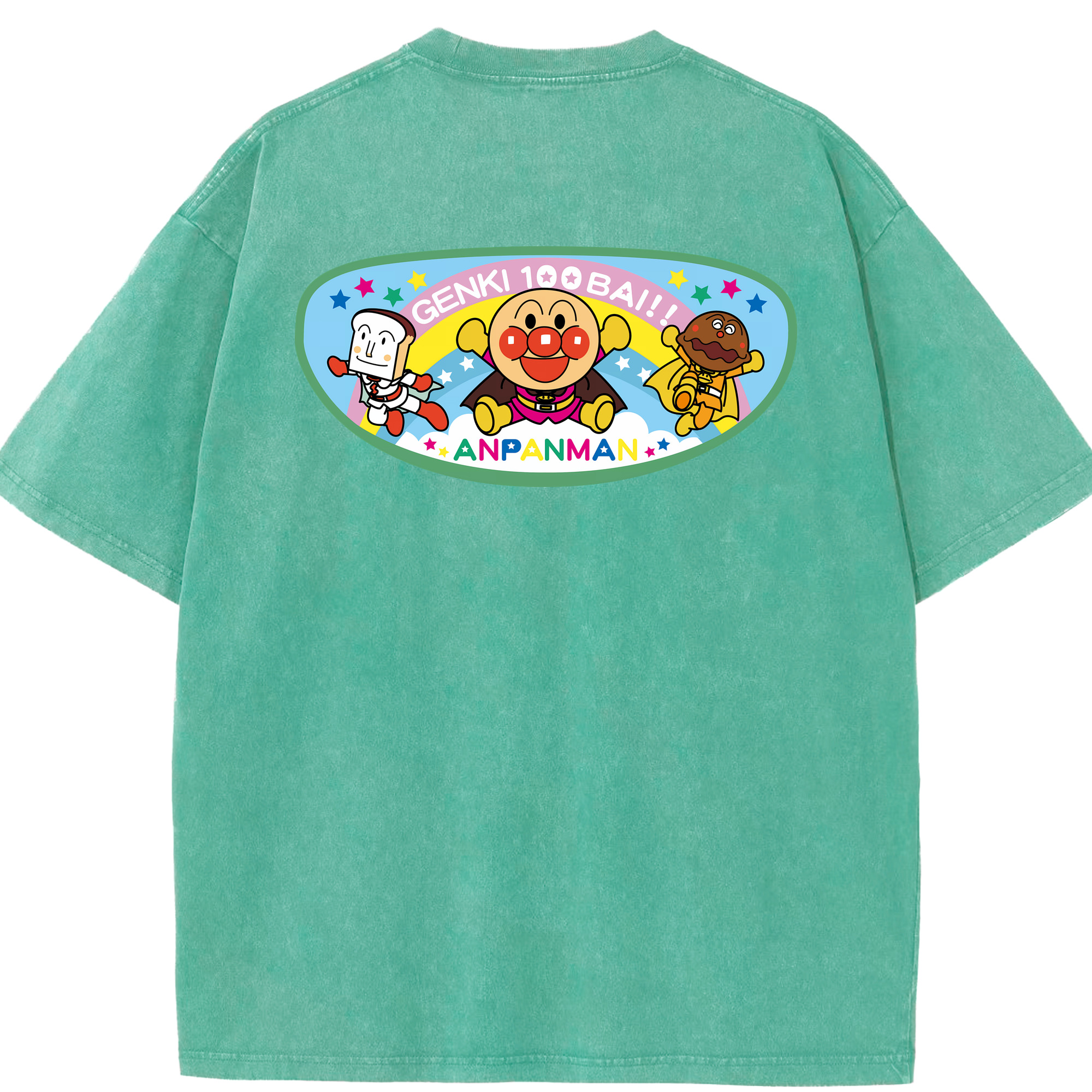 （画像用） アンパンマン Anpanman 綿100% ヴィンテージ風 半袖Tシャツ（背面プリント）